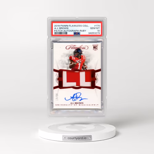 2019 Panini Flawless Collegiate #170 A.J. Brown - Patch Autograph-Ruby (PSA 10 GEM MINT)
