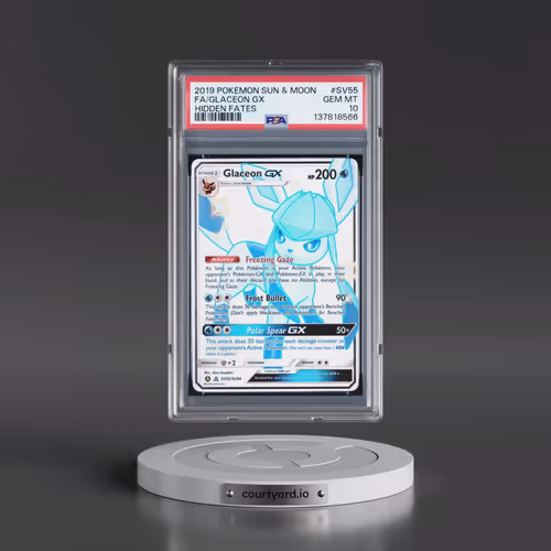2019 Pokémon Sun & Moon Hidden Fates #SV55 Glaceon GX - Holo Full Art (PSA 10 GEM MINT)