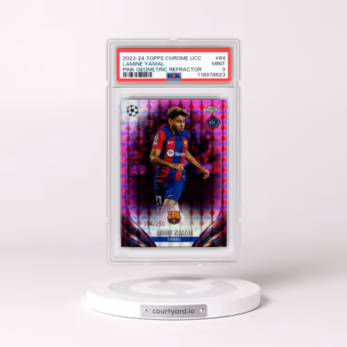 2023-24 Topps Chrome UEFA Club Competitions #64 Lamine Yamal - Pink Geometric Refractor (PSA 9 MINT)