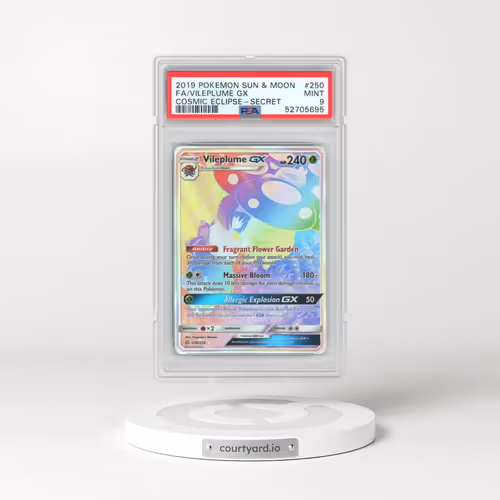 2019 Pokémon Sun & Moon Cosmic Eclipse #250 Vileplume GX - Holo Full Art Secret (PSA 9 MINT)