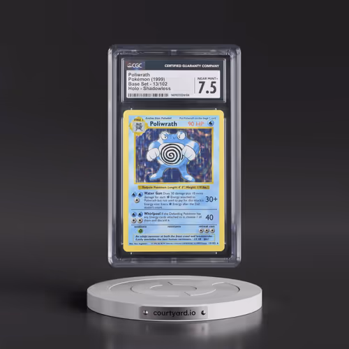 1999 Base Set #13/102 Poliwrath - Shadowless Shadowless Holo (CGC 7.5 NM+)