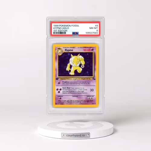 1999 Pokémon Fossil #8 Hypno - 1st Edition Holo (PSA 8 NM-MT)