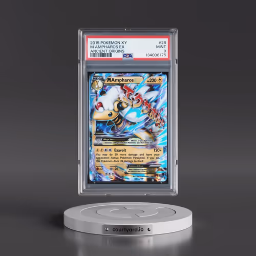 2015 Pokémon XY Ancient Origins #28 M Ampharos EX - Holo (PSA 9 MINT)