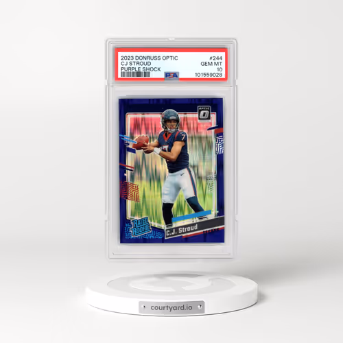 2023 Panini Donruss Optic #244 CJ Stroud - Purple Shock (PSA 10 GEM MINT)