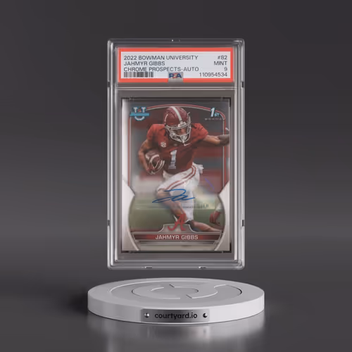 2022 Bowman University Chrome Prospects #82 Jahmyr Gibbs - Autograph (PSA 9 MINT)