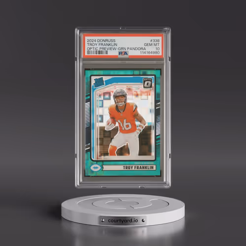 2024 Panini Donruss #338 Troy Franklin - Optic Preview-Green Pandora (PSA 10 GEM MINT)