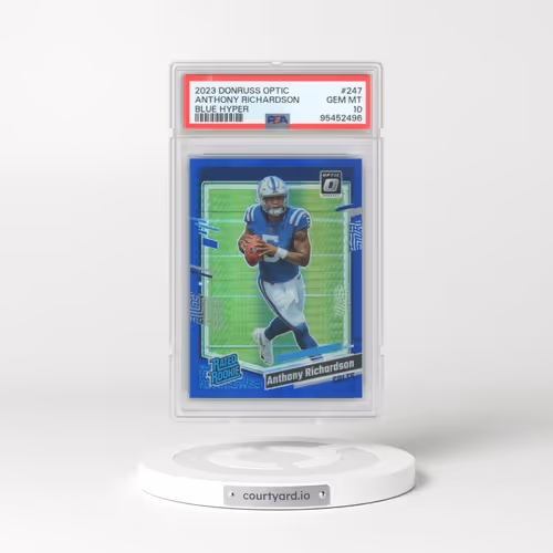 2023 Panini Donruss Optic #247 Anthony Richardson - Blue Hyper (PSA 10 GEM MINT)
