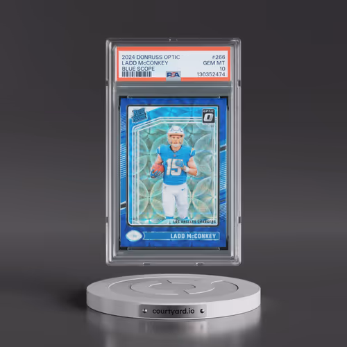 2024 Panini Donruss Optic #266 Ladd McConkey - Blue Scope (PSA 10 GEM MINT)