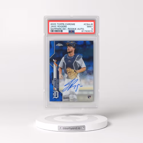 2020 Topps Chrome Sapphire Edition Rookie Autograph #CSAJR Jake Rogers (PSA 9 MINT)