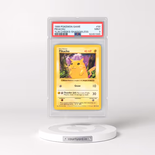 1999 Pokémon Game #58 Pikachu - Shadowless Yellow Cheeks (PSA 9 MINT)