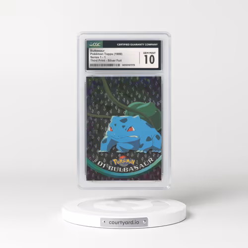 1999 Topps Series 1 #1 Bulbasaur - Third Print (Black Logo) Silver Foil (Flames and Teardrops) (CGC 10 GEM MINT)
