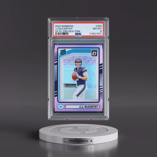 2024 Panini Donruss #303 JJ McCarthy - Optic Preview-Pink (PSA 8 NM-MT)