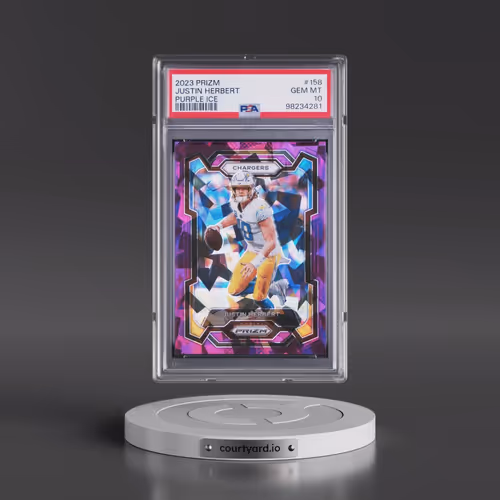 2023 Panini Prizm #158 Justin Herbert - Purple Ice (PSA 10 GEM MINT)