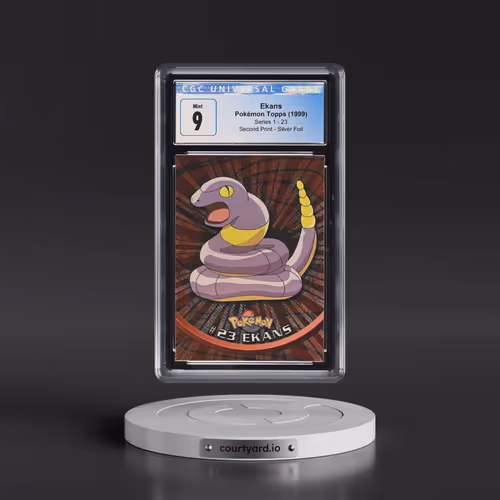 1999 Series 1 (Oval Nintendo Seal) #23 Ekans - Second Print (Black Topps Logo) Silver Foil (Rays) (C