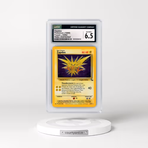 1999 Pokémon Fossil #15 Zapdos - Holo Corrected Foil (CGC 6.5 EX-NM+)
