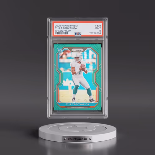 2020 Panini Prizm #339 Tua Tagovailoa - Green Prizm (PSA 9 MINT)