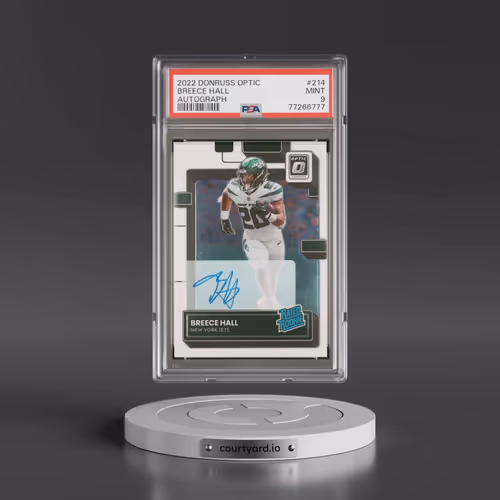 2022 Panini Donruss Optic #214 Breece Hall - Autograph (PSA 9 MINT)