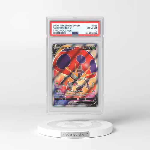 2020 Pokémon Sword & Shield Vivid Voltage #166 Orbeetle V - Holo Full Art (PSA 10 GEM MINT)