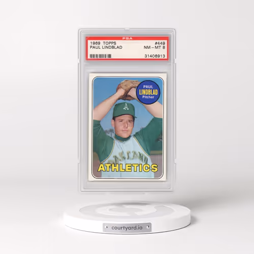 1969 Topps #449 Paul Lindblad (PSA 8 NM-MT)