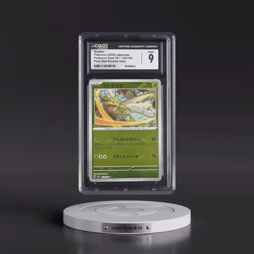 2010 Pokémon Card 151 #123/165 Scyther - Reverse Holo Poké Ball (CGC 9 MINT)