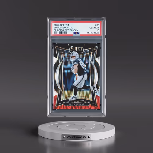2024 Panini Select #31 Brock Bowers - Black & Red Shock (PSA 10 GEM MINT)