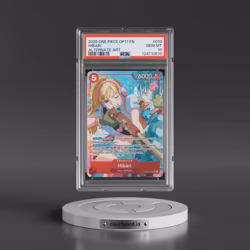 2025 One Piece OP11-A Fist of Divine Speed #010 Hibari - Alternate Art (PSA 10 GEM MINT)
