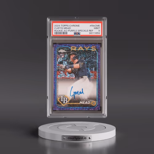 2024 Topps Chrome Rookie Autographs #RACME Curtis Mead - Purple Speckle Refractor (PSA 9 MINT)