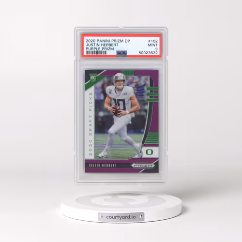 2020 Panini Prizm Draft Picks #102 Justin Herbert - Purple Prizm (PSA 9 MINT)