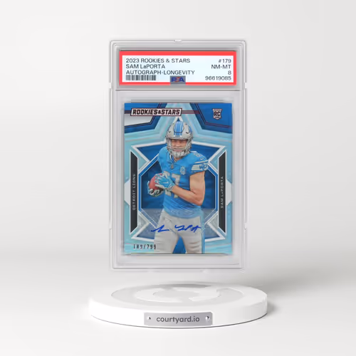 2023 Panini Rookies & Stars #179 Sam LaPorta - Autograph-Longevity (PSA 8 NM-MT)