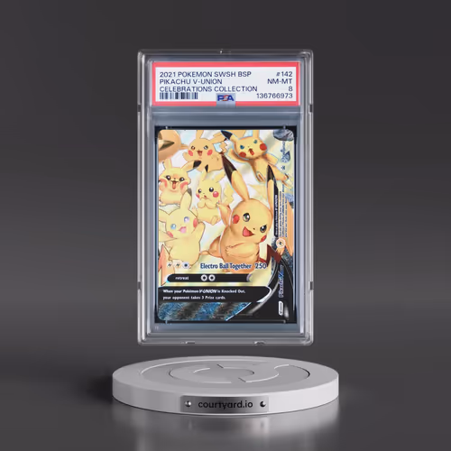 2021 Pokémon Swsh Black Star Promo #142 Pikachu V-Union - Celebrations Collection (PSA 8 NM-MT)