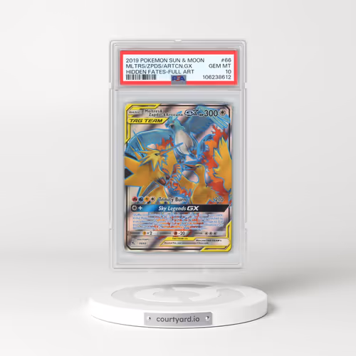 2019 Pokémon Sun & Moon Hidden Fates #66 Moltres & Zapdos & Articuno GX - Holo Full Art (PSA 10 GEM