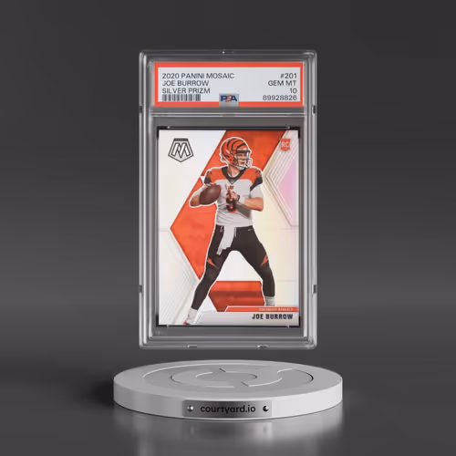 2020 Panini Mosaic #201 Joe Burrow - Silver Prizm (PSA 10 GEM MINT)