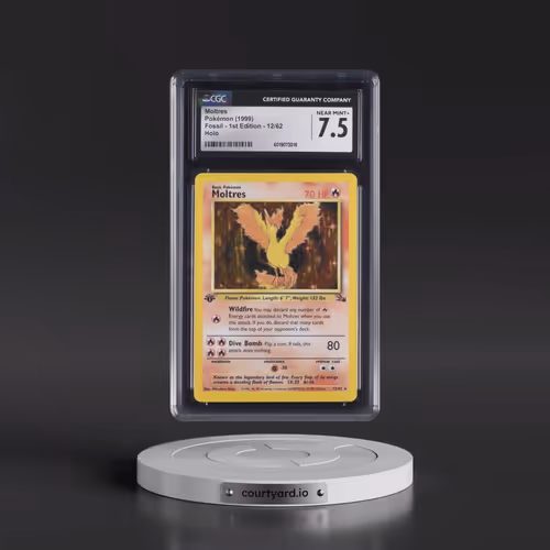 1999 Fossil #12/62 Moltres - 1st Edition Holo (CGC 7.5 NM+)