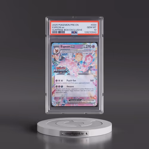 2025 Pokémon Pre EN-Prismatic Evolutions #034 Espeon EX - Holo Surprise Box Exclusive (PSA 10 GEM MI