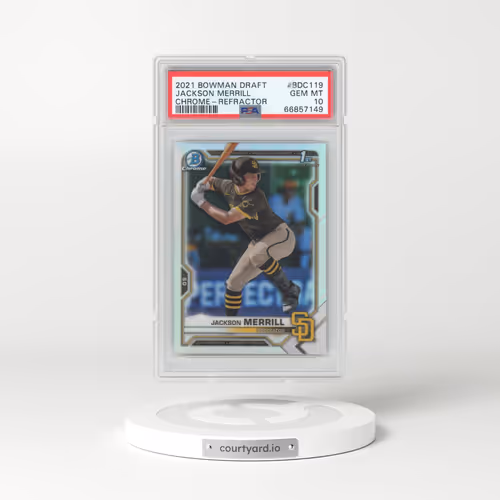 2021 Bowman Draft #BDC119 Jackson Merrill - Chrome-Refractor (PSA 10 GEM MINT)