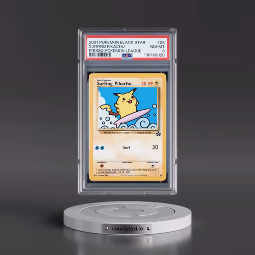 2001 Pokémon Promo Black Star #28 Surfing Pikachu - Pokemon League (PSA 8 NM-MT)