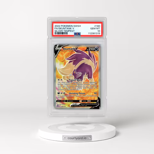 2022 Pokémon Sword & Shield Silver Tempest #180 Skuntank V - Holo Full Art (PSA 10 GEM MINT)