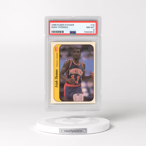 1986 Fleer Sticker #10 Isiah Thomas (PSA 8 NM-MT)