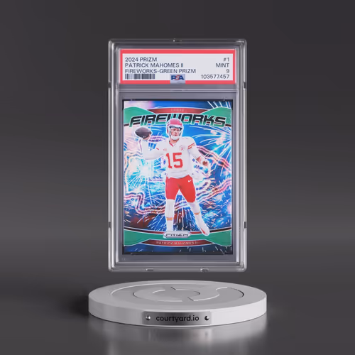 2024 Panini Prizm Fireworks #1 Patrick Mahomes II - Green Prizm (PSA 9 MINT)