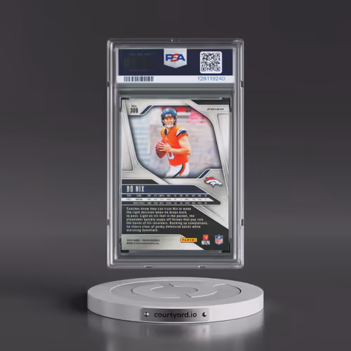 2024 Panini Prizm #309 Bo Nix - Red/White/Blue Prizm (PSA 8 NM-MT)