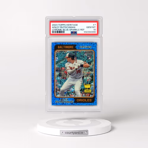 2023 Topps Heritage #7 Adley Rutschman - Chrome-Blue Sparkle Refractor (PSA 10 GEM MINT)