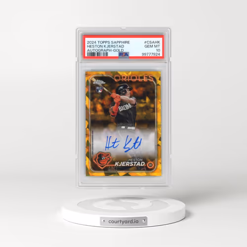 2024 Topps Chrome Sapphire Chrome Sapphire Autographs #CSAHK Heston Kjerstad - Gold (PSA 10 GEM MINT)