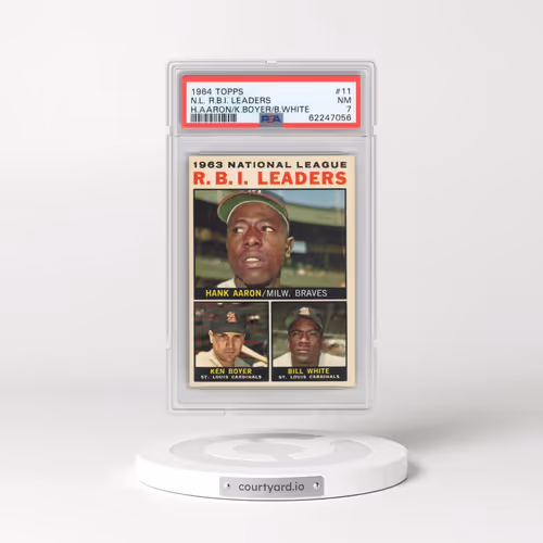 1964 Topps #11 N.L. R.B.I. Leaders - Hank Aaron/Ken Boyer/Bill White (PSA 7 NM)