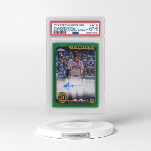 2024 Topps Chrome Update Chrome Baseball Update Series Autographs #ACJM Jackson Merrill - Green Refr