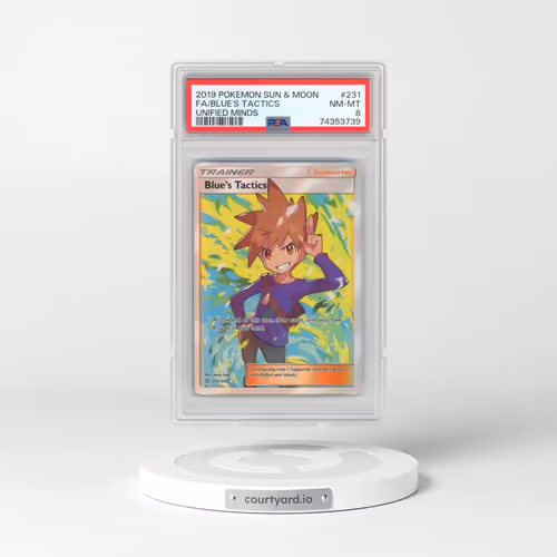 2019 Pokémon Sun & Moon Unified Minds #231 Blue's Tactics - Full Art (PSA 8 NM-MT)