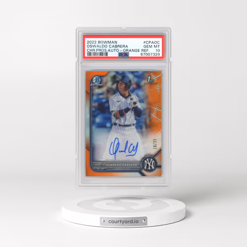 2022 Bowman Chrome Prospect Autographs #CPAOC Oswaldo Cabrera - Orange Refractor (PSA 10 GEM MINT)