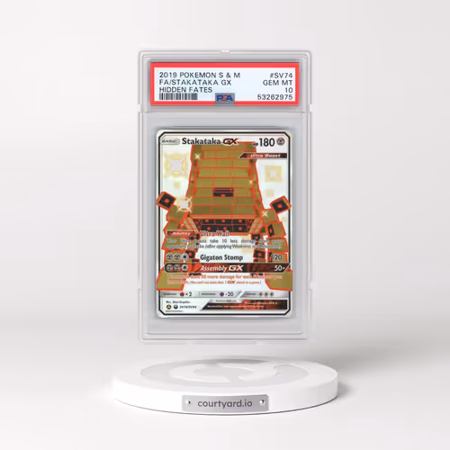 2019 Pokémon Sun & Moon Hidden Fates #SV74 Stakataka GX - Holo Full Art (PSA 10 GEM MINT)