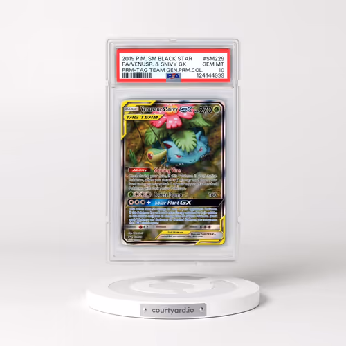 2019 Pokémon SM Black Star Promo #SM229 Venusaur & Snivy GX - Holo Full Art Tag Team Generations Pre
