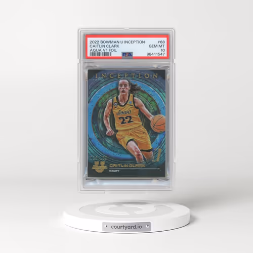 2022 Bowman University Inception #68 Caitlin Clark - Aqua V1 Foil (PSA 10 GEM MINT)