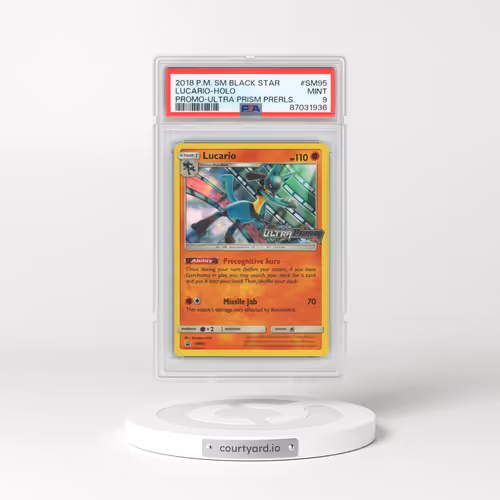 2018 Pokémon SM Black Star Promo #SM95 Lucario - Holo Ultra Prism Prerelease (PSA 9 MINT)